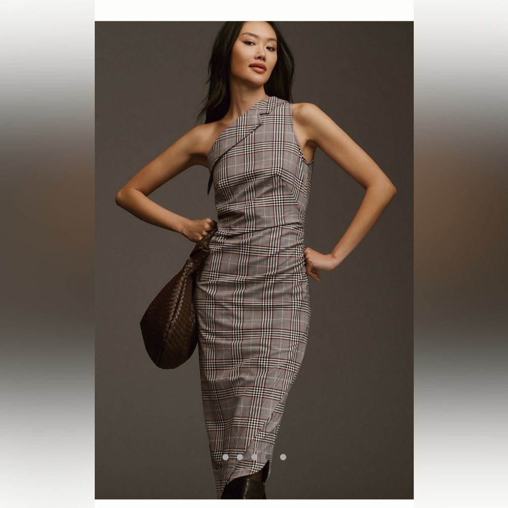 Anthropologie Maeve one shoulder asymmetrical slim midi dress